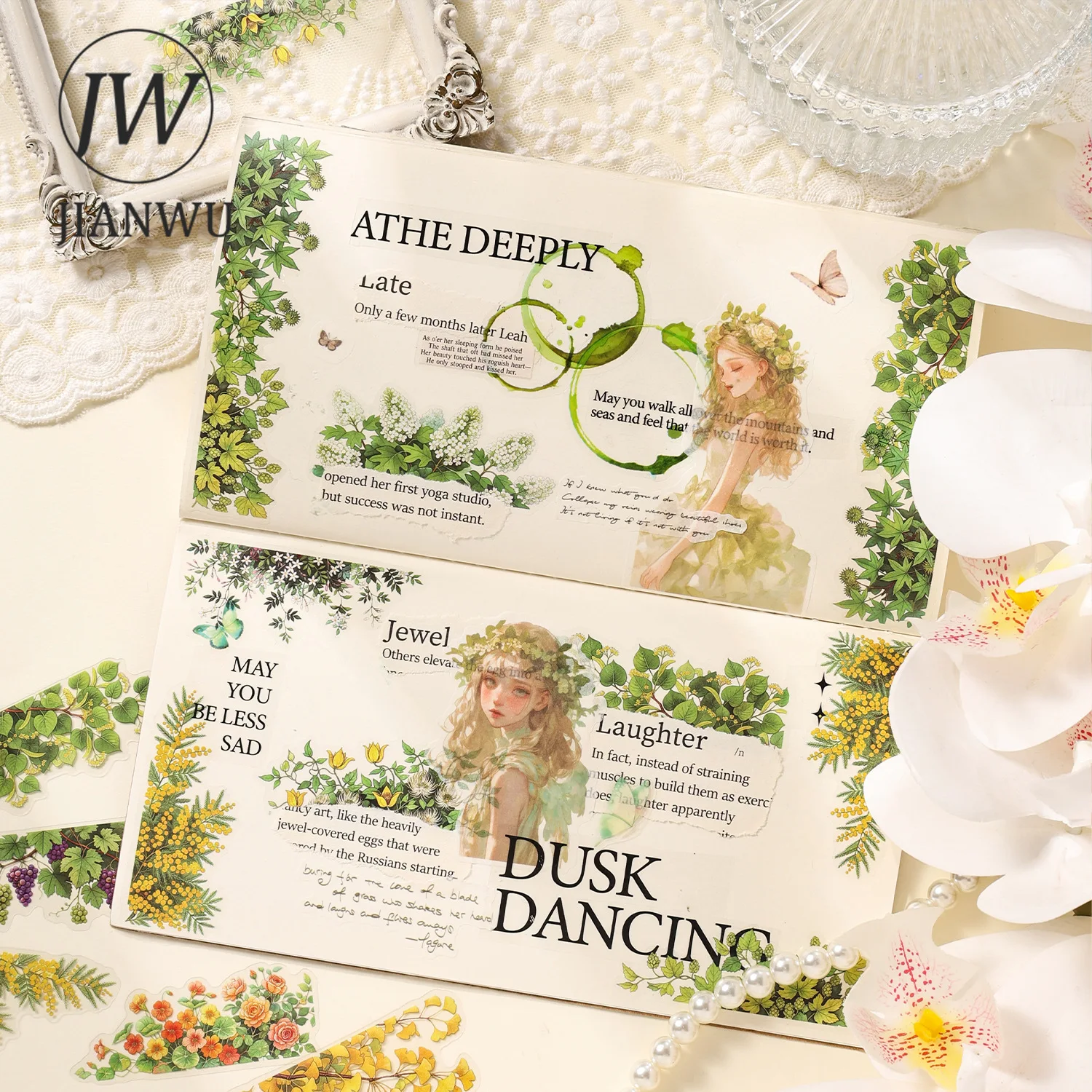 JIANWU Vintage Plant Flower Bloom Landscape Material Collage Scrapbooking PET Sticker Creative DIY Journal Stationery view 4