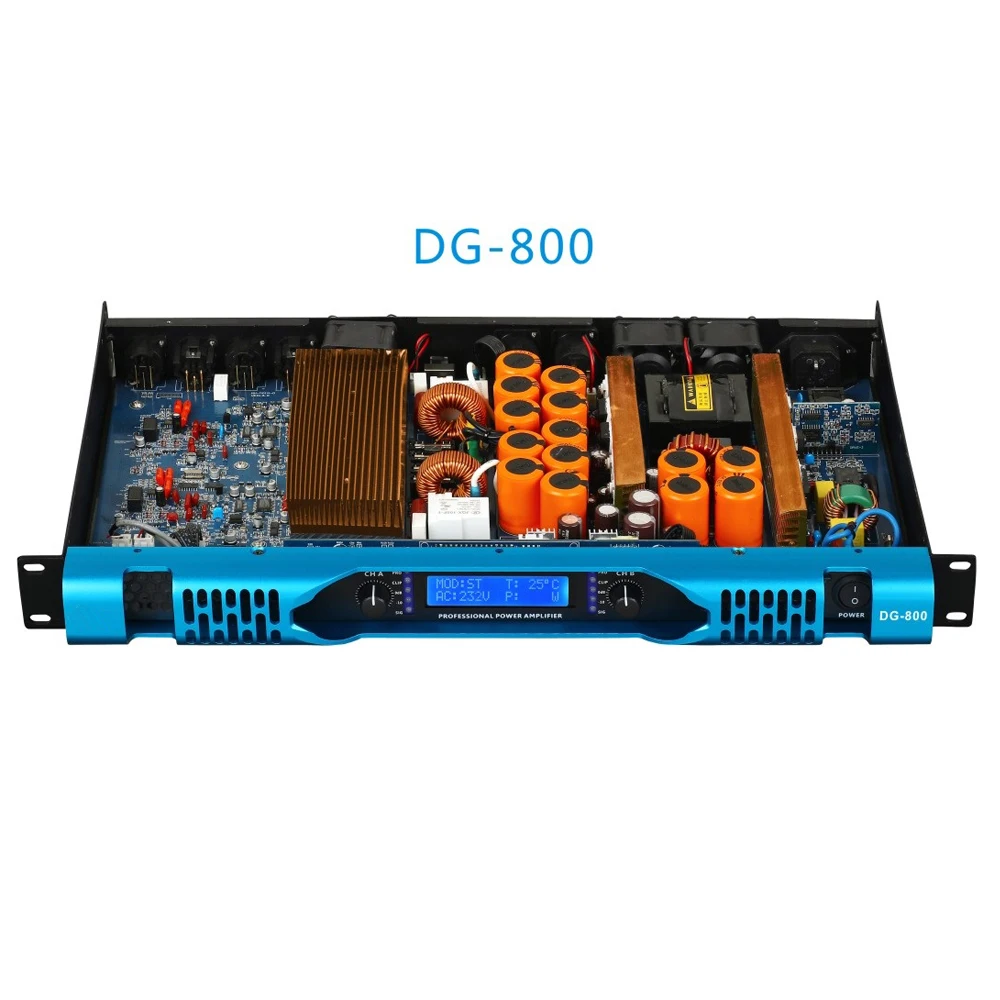 

Цифровой усилитель мощности класса DG-800 800 Вт, 2-канальный профессиональный аудиомузыкальный инвентарь для DJ Show, мощный динамик