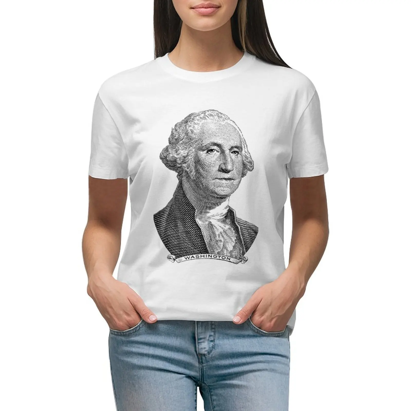 Vintage George Washington T-shirt anime clothes summer tops oversized t shirts for Women