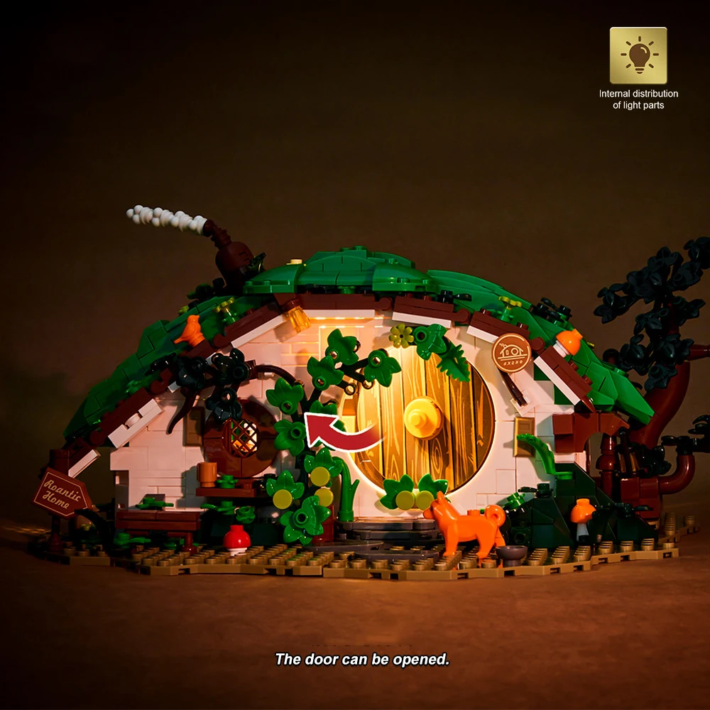 Idea casa de cuento de hadas vista de calle arquitectura de bloques cabina enana construcción de ladrillos juguetes de construcción con luz para niños regalos