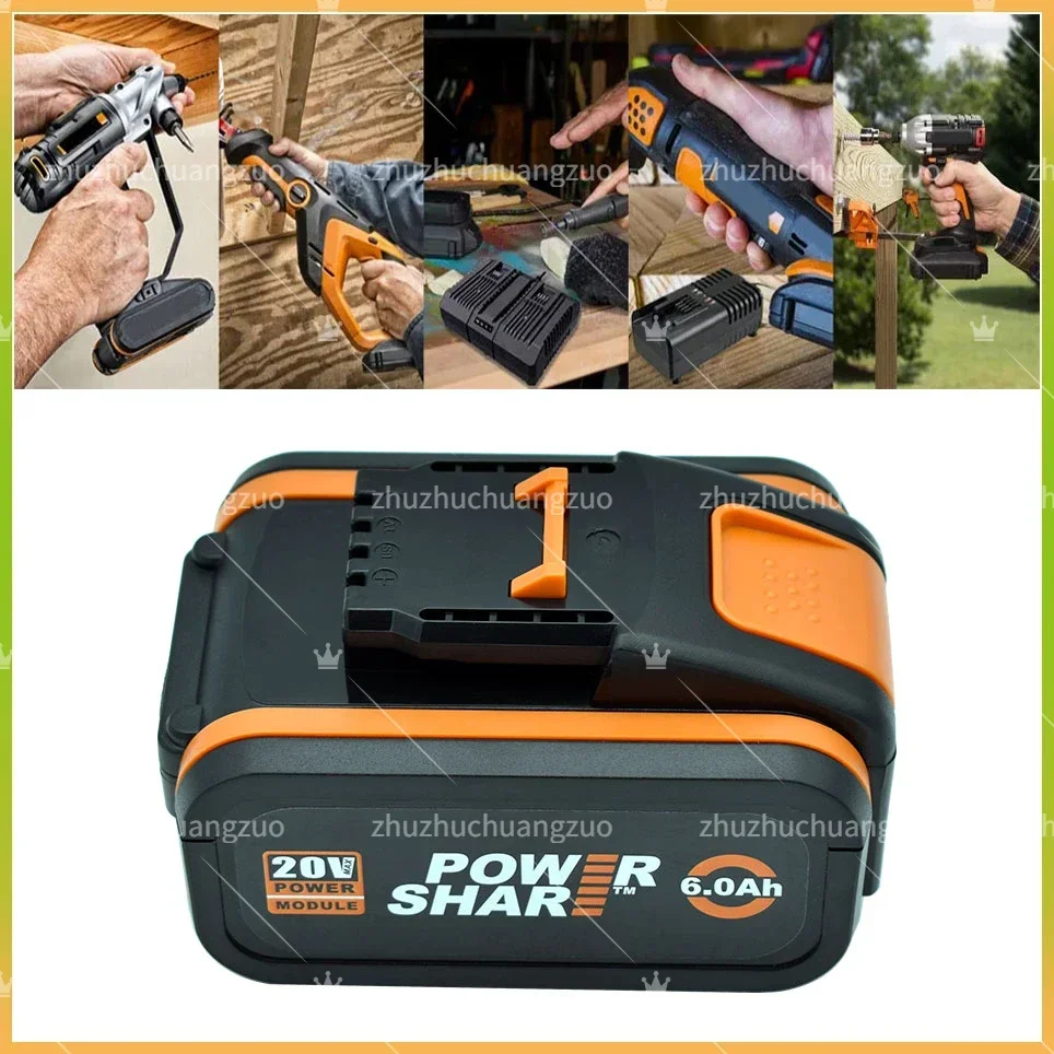 100% Original Worx WA3553 20V 6.0Ah Battery Cordless Power Tool Spare Batteriies WA3572 WA3553 WX390 WA3551 WX176 WX178 Battery