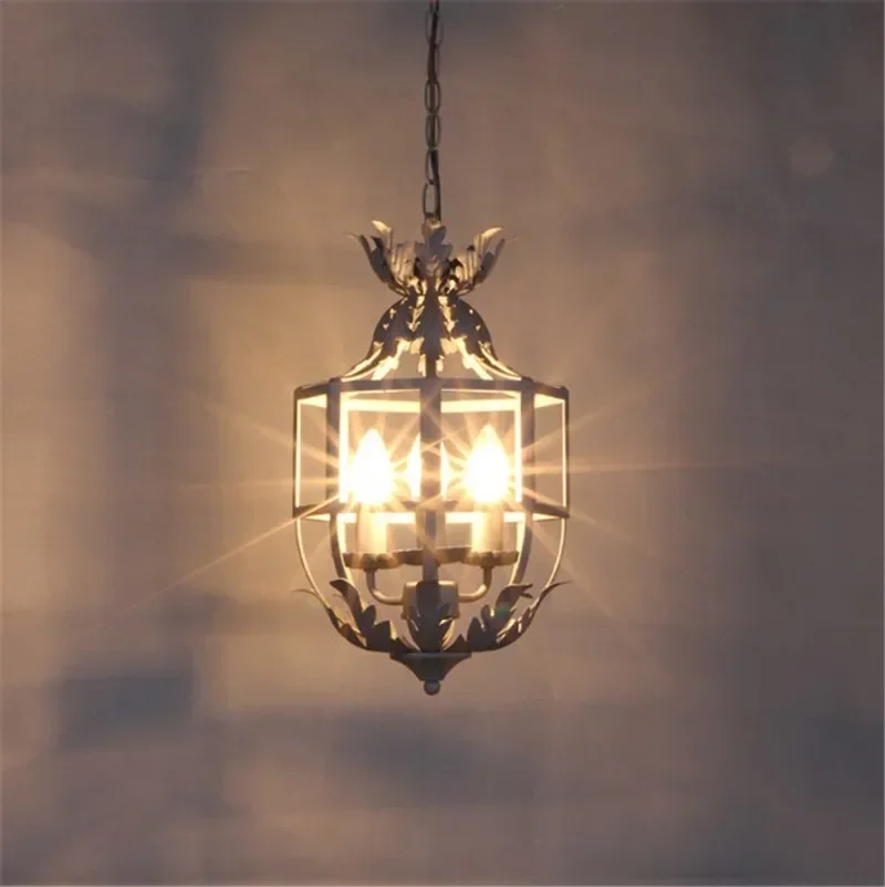 Retro stary żyrandol z kutego żelaza vintage loft przemysłowa metalowa lampa wisząca sypialnia ganek żyrandole korytarzowe