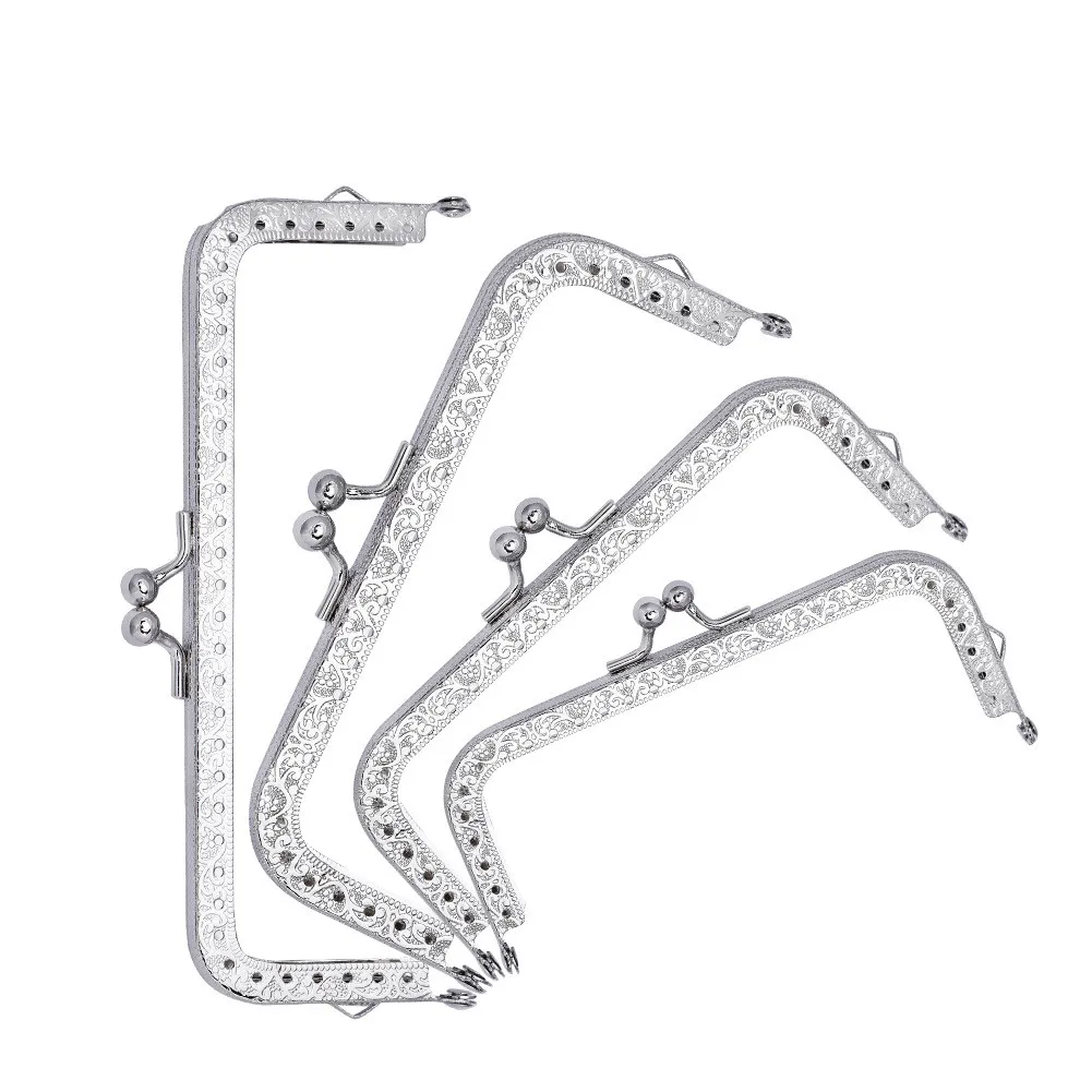 1pc 8.5/10.5/12.5/15cm Antique bronze Silver square metal purse frame knurling straight edge kiss clasp DIY bag accessory