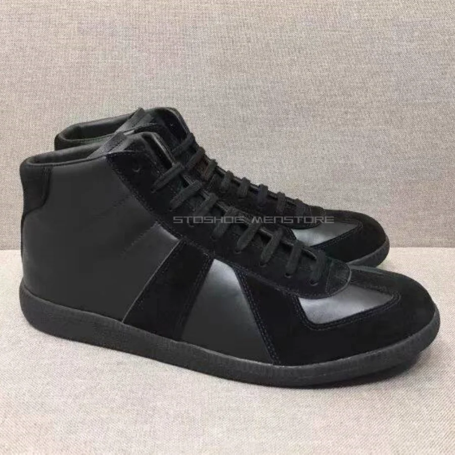 Men's Color Block High Top Shoes German Trainers Vintage Versatile Wear Resistant Casual Sneakers Plus Size for Spring Autumn