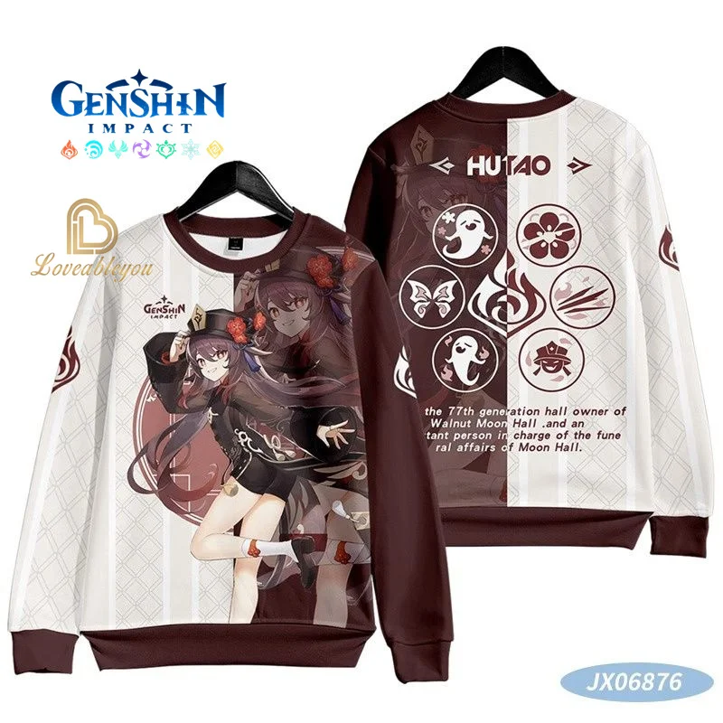 Genshin Impact O-neck Hoodies Cartoon Spring Autumn Warm Child Sweatshirt for Men Kamizato Ayato Cosplay Casual Men\'s Clothing