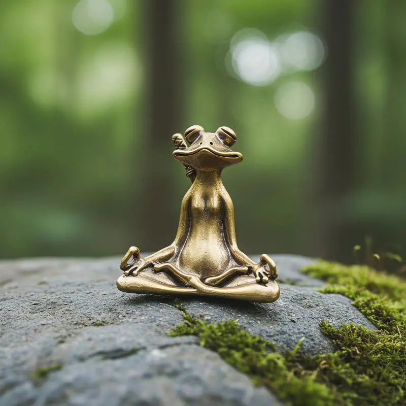 Alloy Zen Meditation Frog Statue Vintage Texture Small: Size For Tea Table Home Office Decor