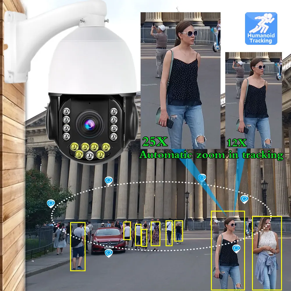 UHD 보안 IP 카메라, POE 5MP, 30X 자동 줌, 360 ° PTZ 돔, 양방향 오디오, AI 휴머노이드 추적, 컬러 야간 투시경, 4K, 8MP, Sony415