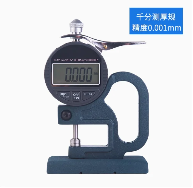 

Desktop thickness gauge with base digital display and thousandth percentile