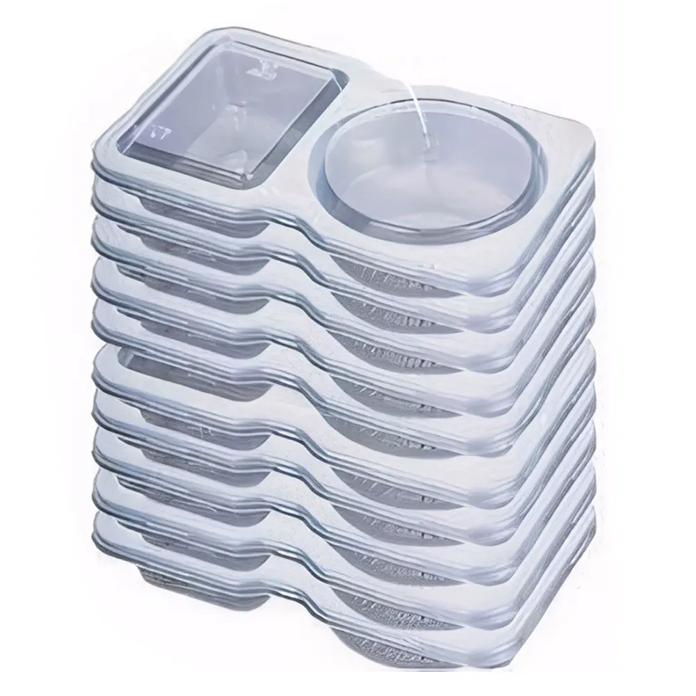 Double Compartment Transparent Dressing Containers with Lids Stackable Storage Snack Containers Reusable for Home School