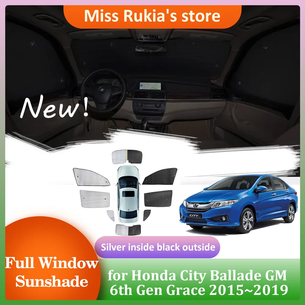 

Автомобильный коврик от солнца для Honda City Ballade GM 6-го поколения Grace 2015 ~ 2019 на крыше, солнцезащитный козырек, занавеска на лобовое стекло, аксессуары