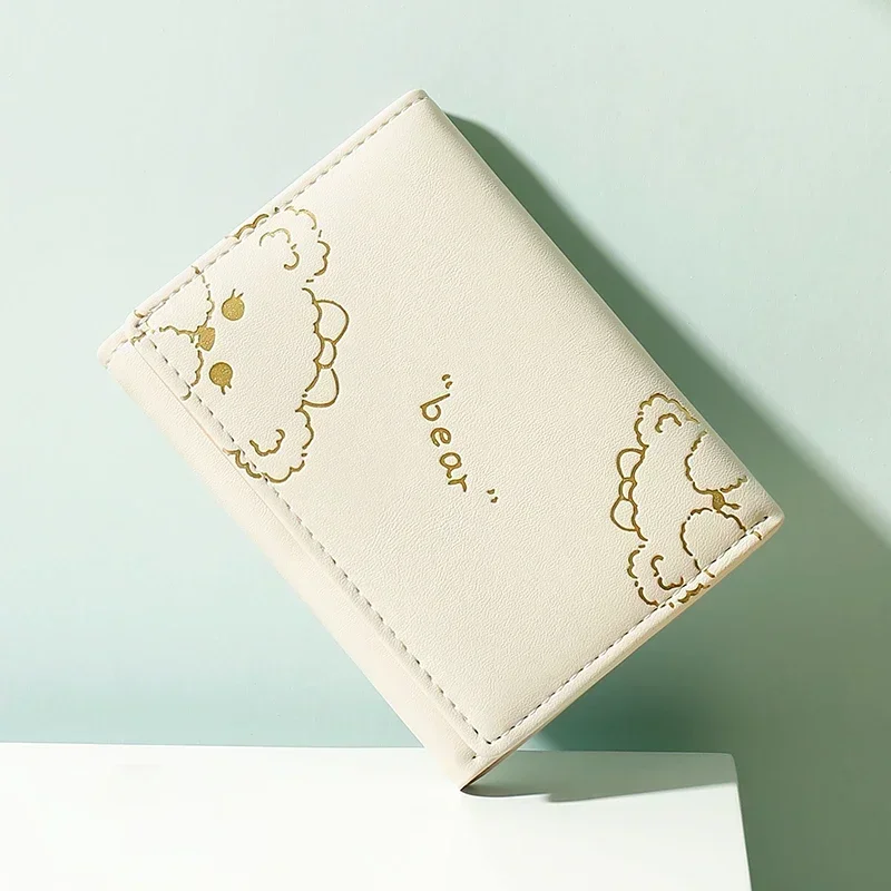 Nuevo monedero pequeño corto y bonito, tarjetero triple, bolsas para dinero, bolso para estudiante y niña, billeteras de oso para mujer islav