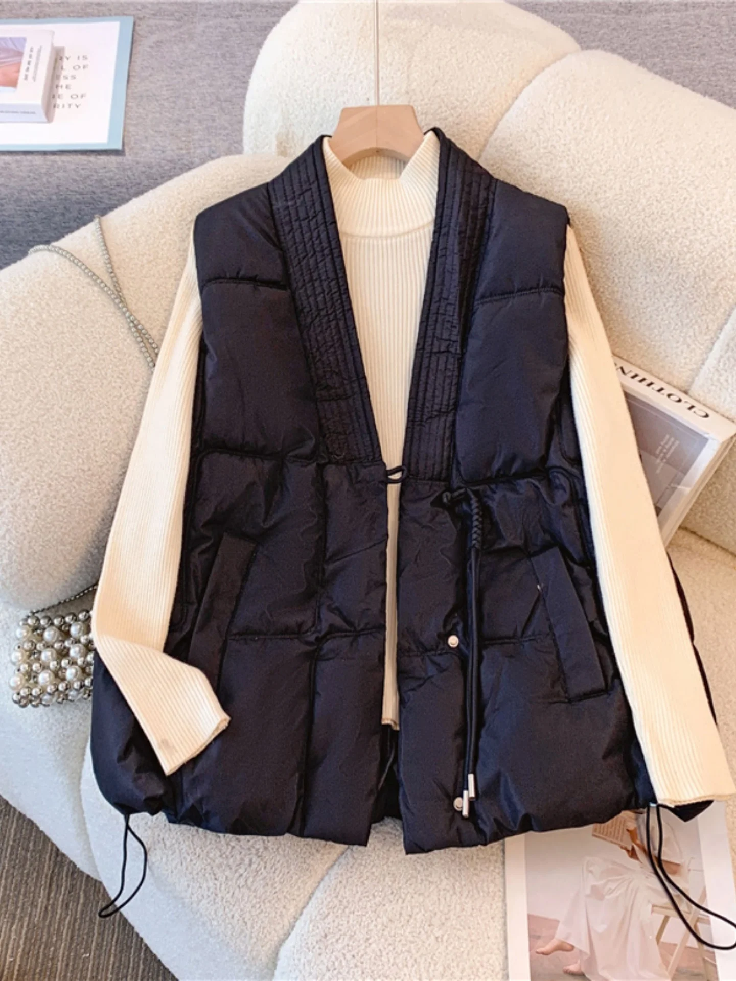 

Женский жилет Bla Jaet Thiened ort Svel с воротником-стойкой Faion, большие размеры, осенне-зимний утягивающий топ, верхняя одежда