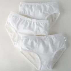 3PCS Girls Cotton Panties Soft Antibacterial Solid Underwears Children's Pure White Underpants Kids Breathable Briefs For Kids