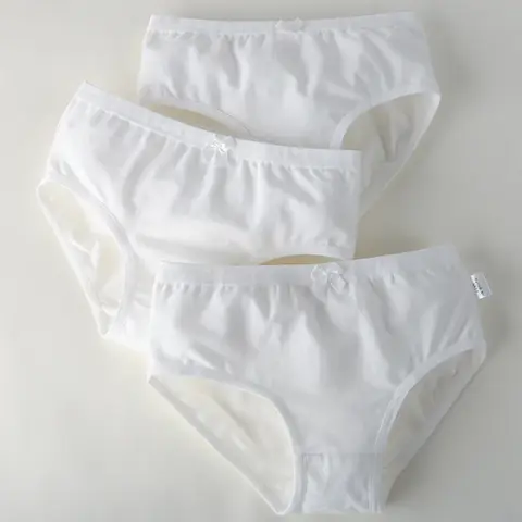여아용 순백색 면 팬티, 부드러운 항균 솔리드 속옷, 어린이용 통기성 브리프, 언더팬츠, 3 개