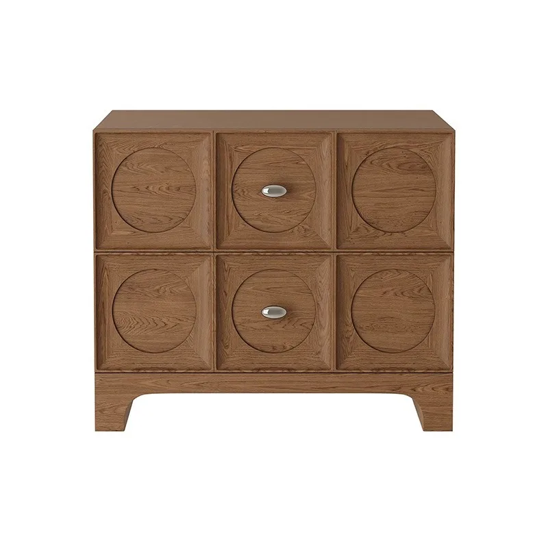 Solid wood bedside table, simple modern bedroom bedside table, retro solid wood storage, home light luxury and high-end sense