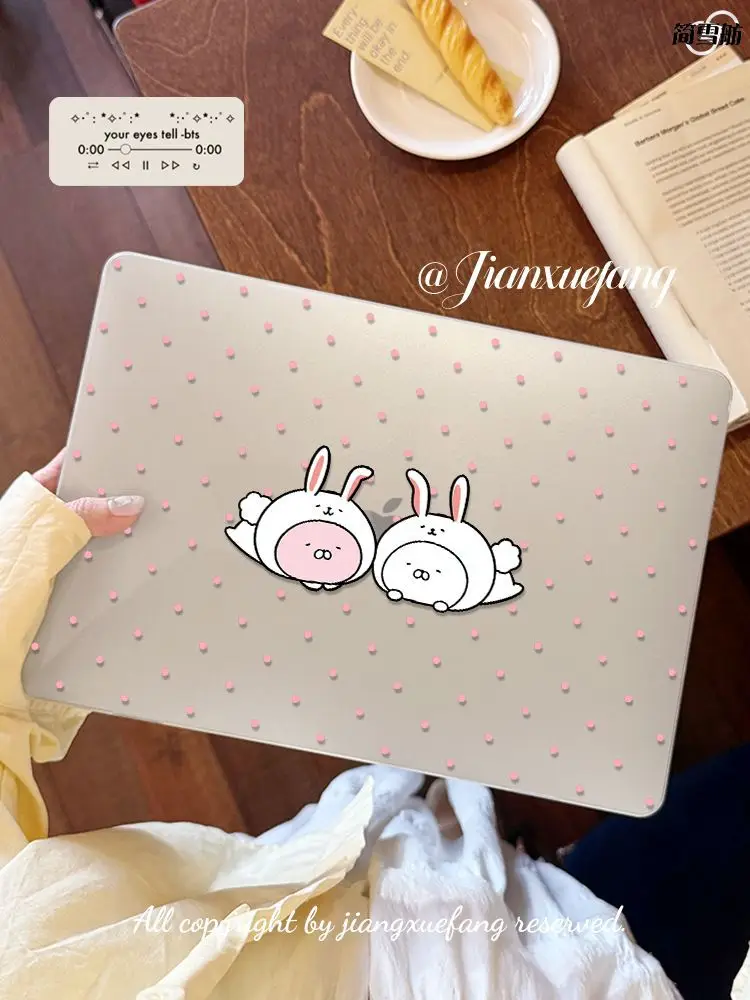 Simple Wave Dot Rabbit Case for Macbook Air Air 13.6 15 M5 M1 Pro 14 M4 M3 16 M2 Mac Crystal Cover A2681 A3113 A2442 A2941 Slim