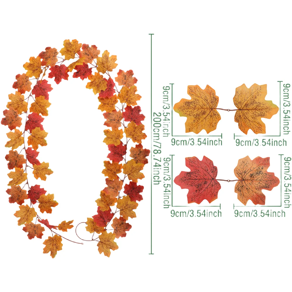 Rattan Wall Hanging Vine Featuring Faux Maple Leaves in Warm Autumn Tones for Indoor Outdoor Seasonal For Home Decor