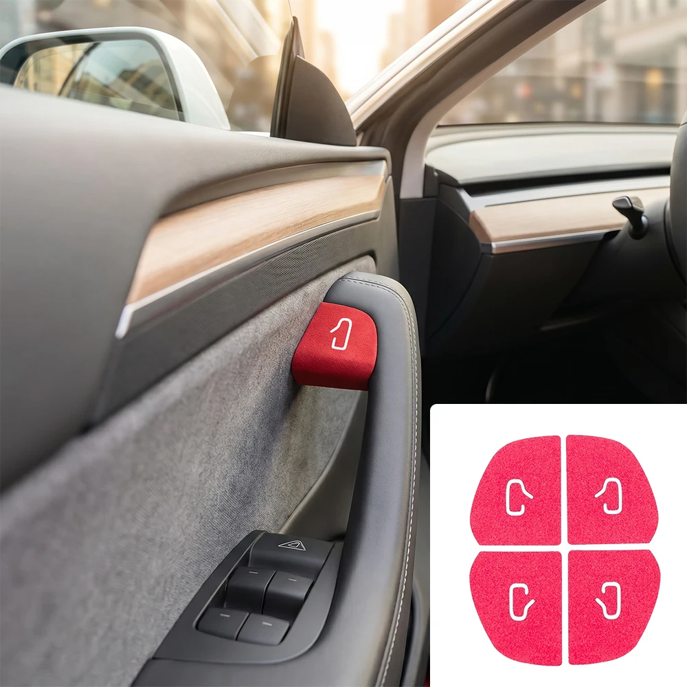 Suede Door Switch Patch Trim Cover for Tesla Model 3 Highland 2024‑2026 Model Y Juniper 2025 2026 Car Accessories