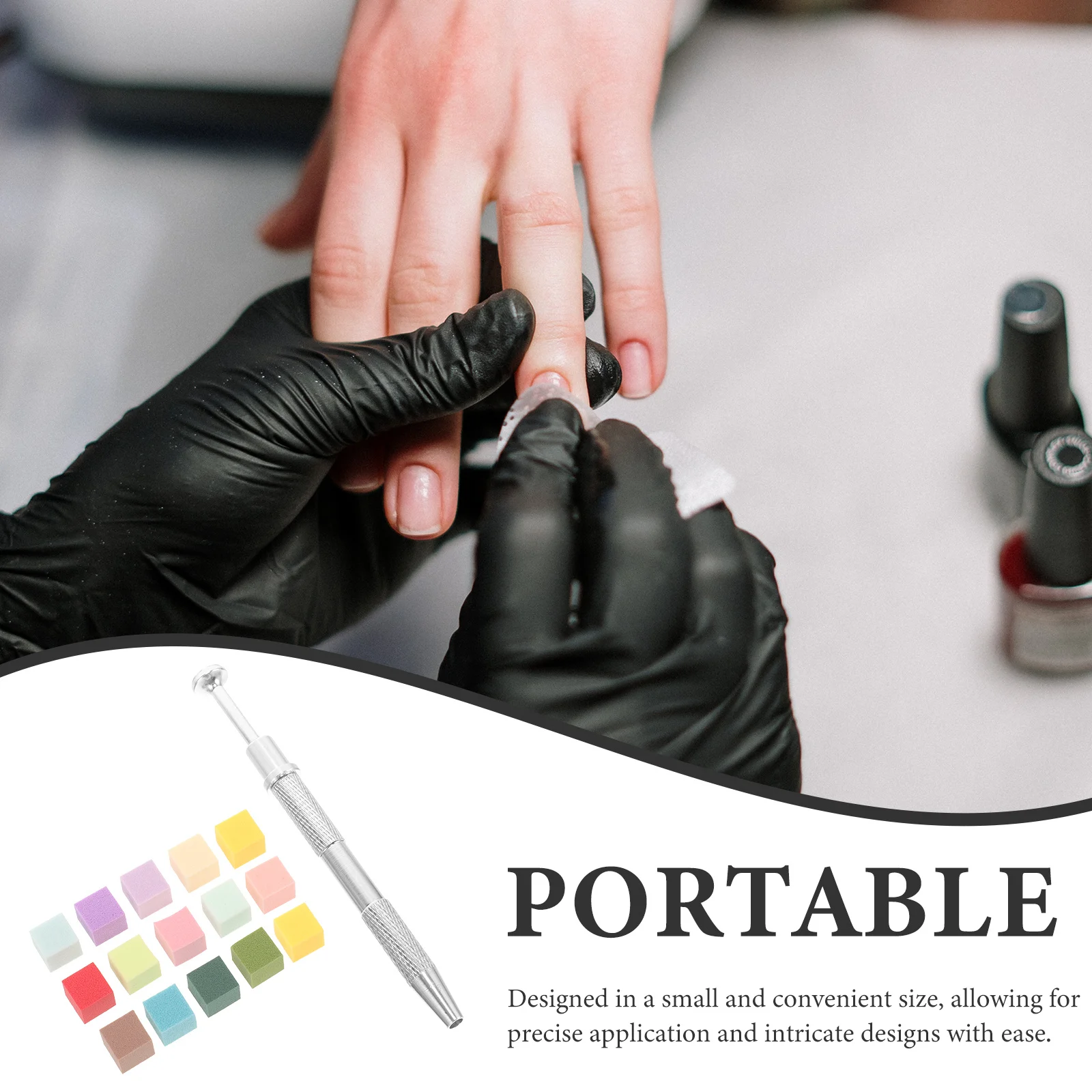 1 ensemble 1 ensemble d'éponges à ongles pour le décoloration des couleurs, outil de mélange doux, conception de manucure avec Kit d'outils de saisie à 4 broches