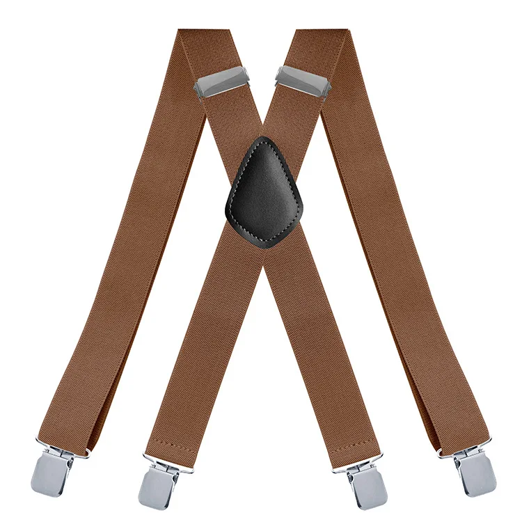 3.5 X 120cm Solid Color 4 Clips Men's Suspenders Braces Supports Tirantes Y-Back Suspender Elastic Adjustable Trouser Strap
