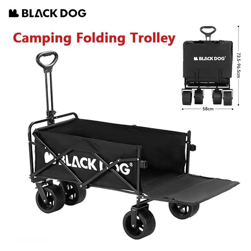 Naturehike BLACKDOG Traveling Trolley Camping Outdoor Picnic Handcart Brake Folding Storage Wagon Roaming Camp Bearing 100kg