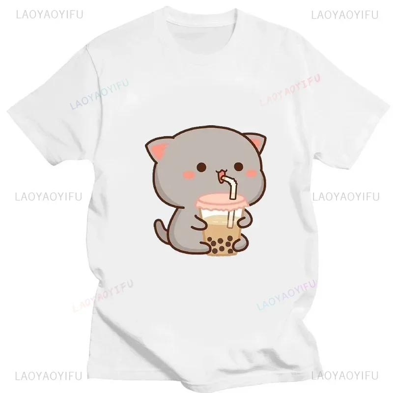 Cute Bear Tshirt Bubu Dudu Cartoon T Shirt Summer Short Sleeve Womens Tee High Quality Cotton Kawaii Couple Clothes Short-sleev