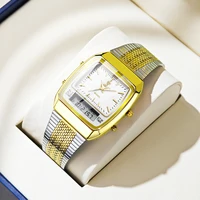 LIEBIG relojes de cuarzo digitales de lujo para hombres y mujeres moda Casual doble pantalla tiempo deportes semana 3Bar relojes de pulsera impermeables