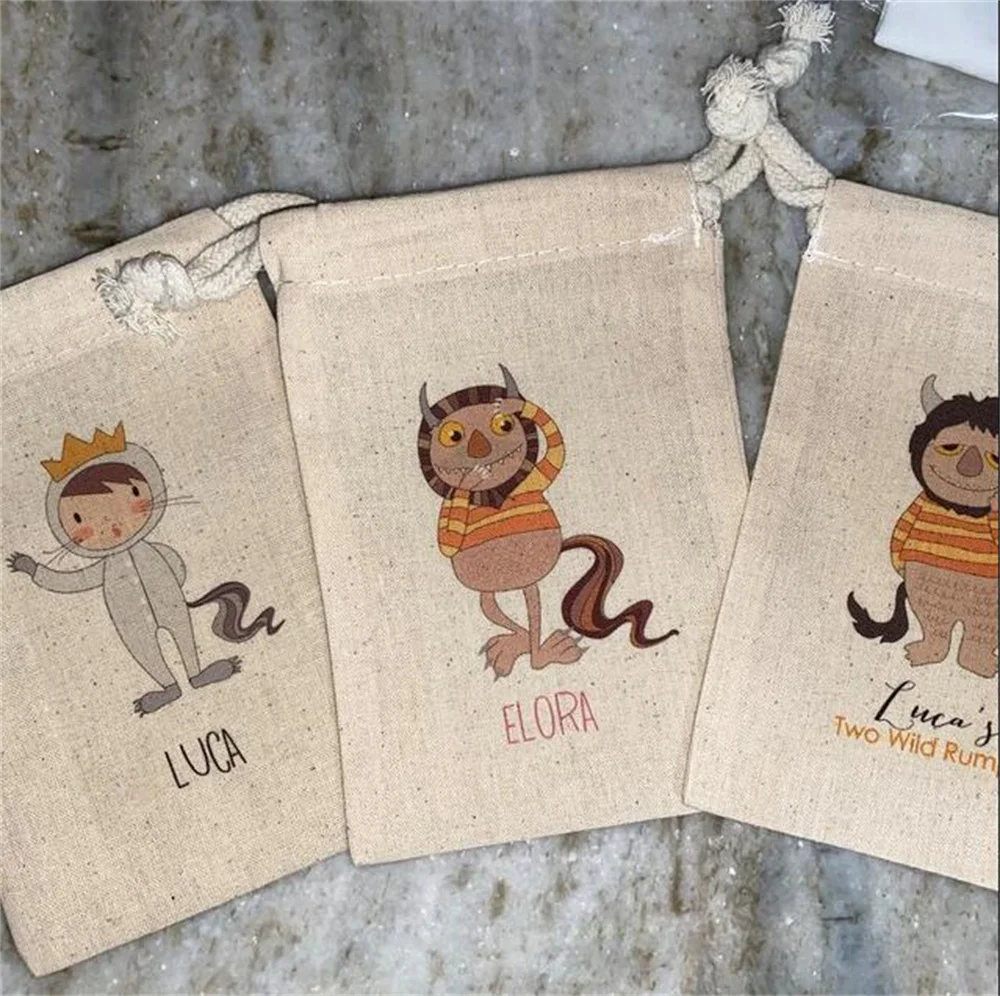Wild Monster Things, Set of 20 Personalized Favor Bags, Wild Rumpus Birthday Party, Wild Things Birthday Party Favor Bags
