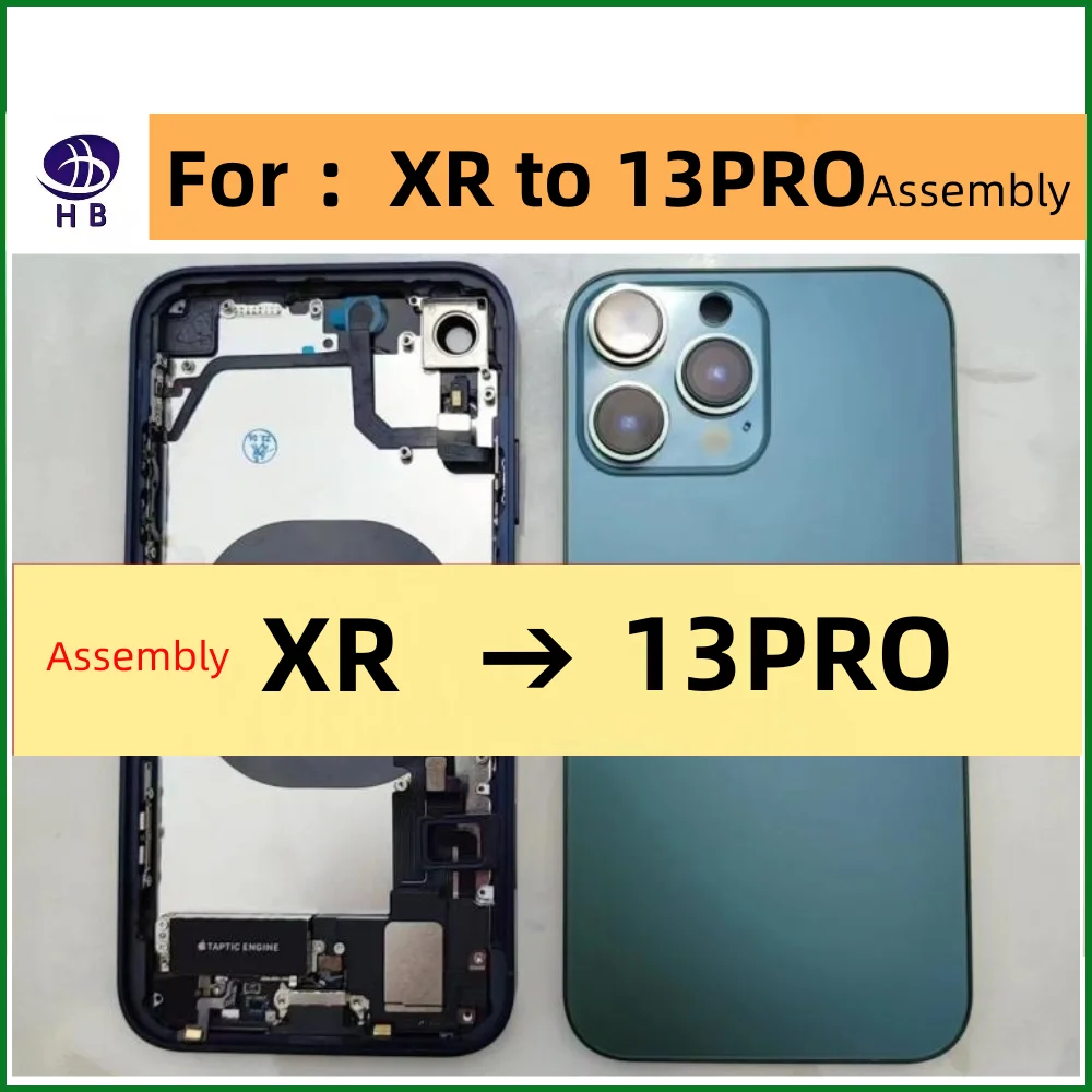 Housing For Iphone XR Like 13 Pro Assembly XR To 13 Pro DIY Back Cover Battery Middle Frame Replacement Wifi line XR to 13PRO