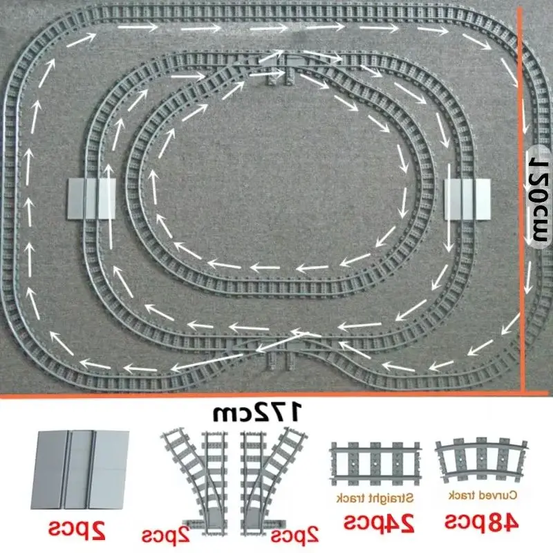 DIY Bricks Train Rail Crossing Flexible Tracks Forked Straight Curved Rails Switch MOC City Building Block Creative Toys