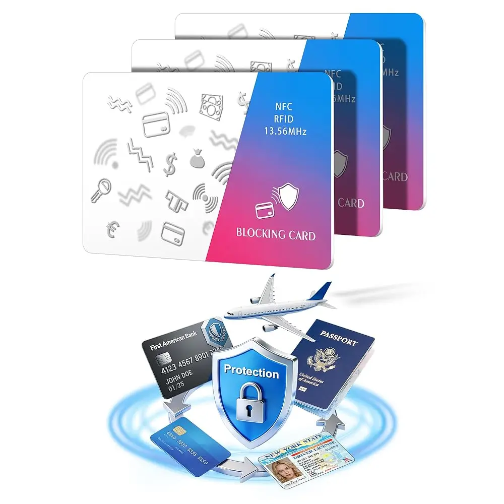 

Free ShippingFree Shipping3-Pcs RFID Blocking Card: Bank ID Debit Credit Card Protector for Wallet - Passport Protection for Tra