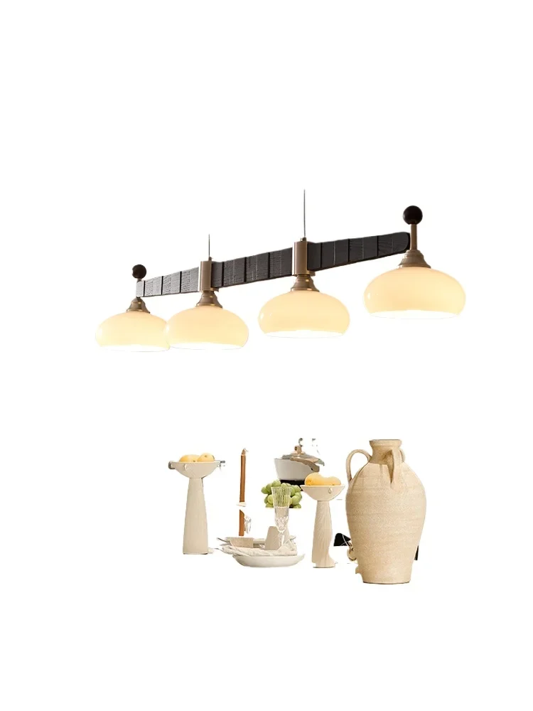 

Medieval retro solid wood restaurant chandelier modern simple creative one-character dining table lamp ambient restaurant light