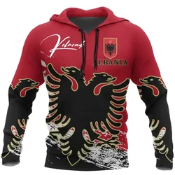 ALBANIA Flag Albanian Country Map Hoodie For Men Women 3d Print Pullover Sweatshirt Long Sleeve Causal Oversized Hip Hop Hoody