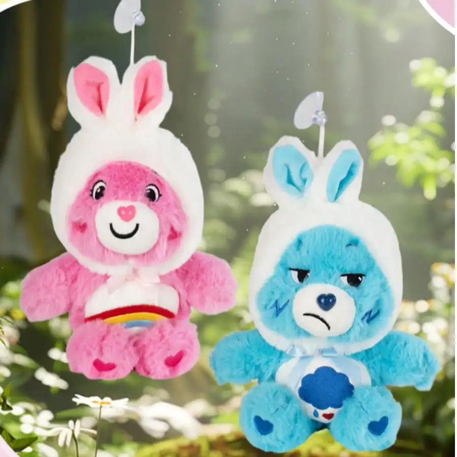Care Bears 20cm Saugnapf-Plüsch-Anhänger Hasenohren-Bär Puppe Auto- und Heimdekoration Taschenornament Liebevolles Geburtstagsgeschenk für Kinder & Fans