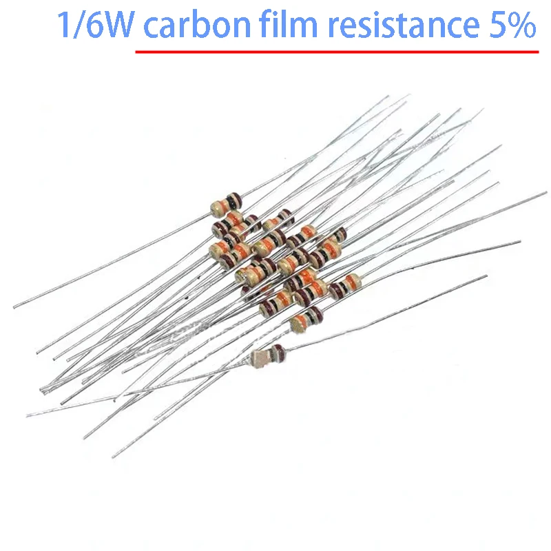 1000PCS 1/6W Carbon Film Resistor 5% 1K 1R 4.7K 5.1K 10K 100K 510K 470R 1M 1/8W