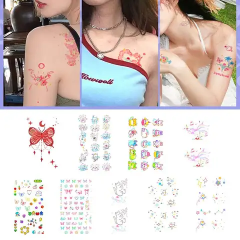 Butterfly Face Tattoo Sweet INS Style Face Decal Tattoo Sticker Long Lasting Temporary Tattoos Makeup Face Stickers Girls