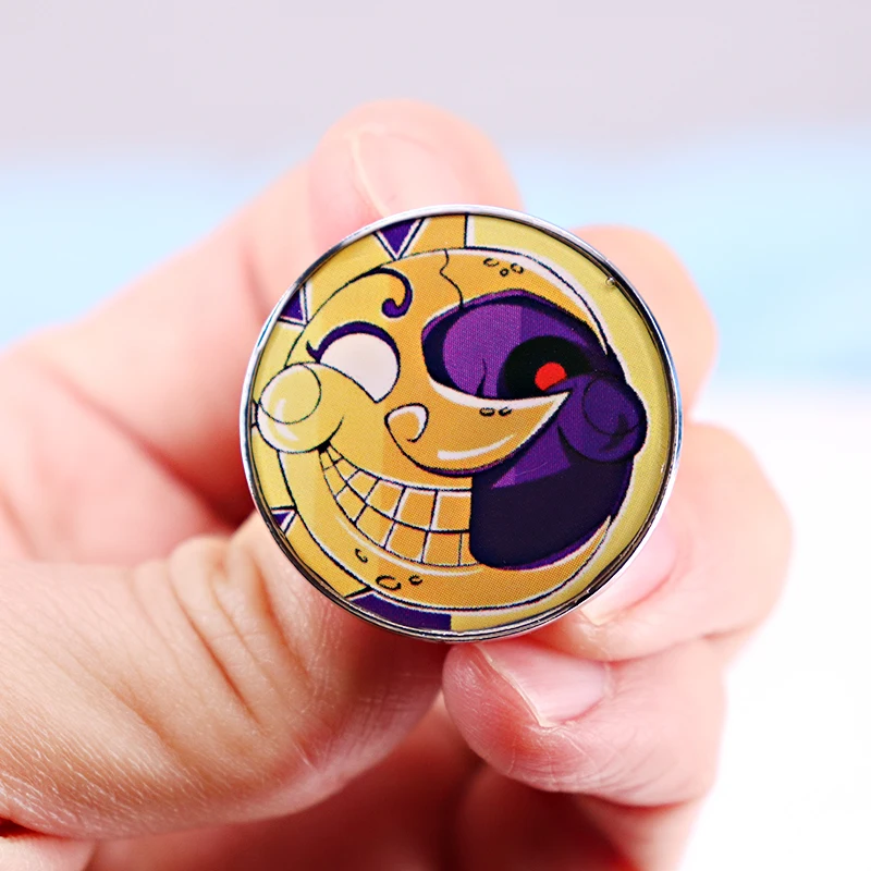 Sun Moon Buttons Badge Cartoon Figure Face Sundrop Moondrop Horror Game FNAF Enamel Pin Decorate Accessories