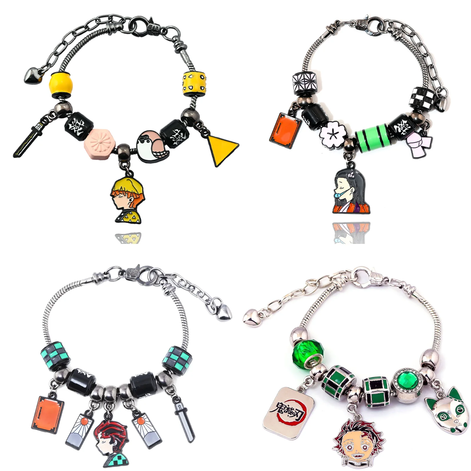 Pulsera de Anime Demon Slayer Tanjiro Nezuko, colgante de personaje de muñeca colorida, accesorios de pulsera, regalo de joyería para hombres y mujeres