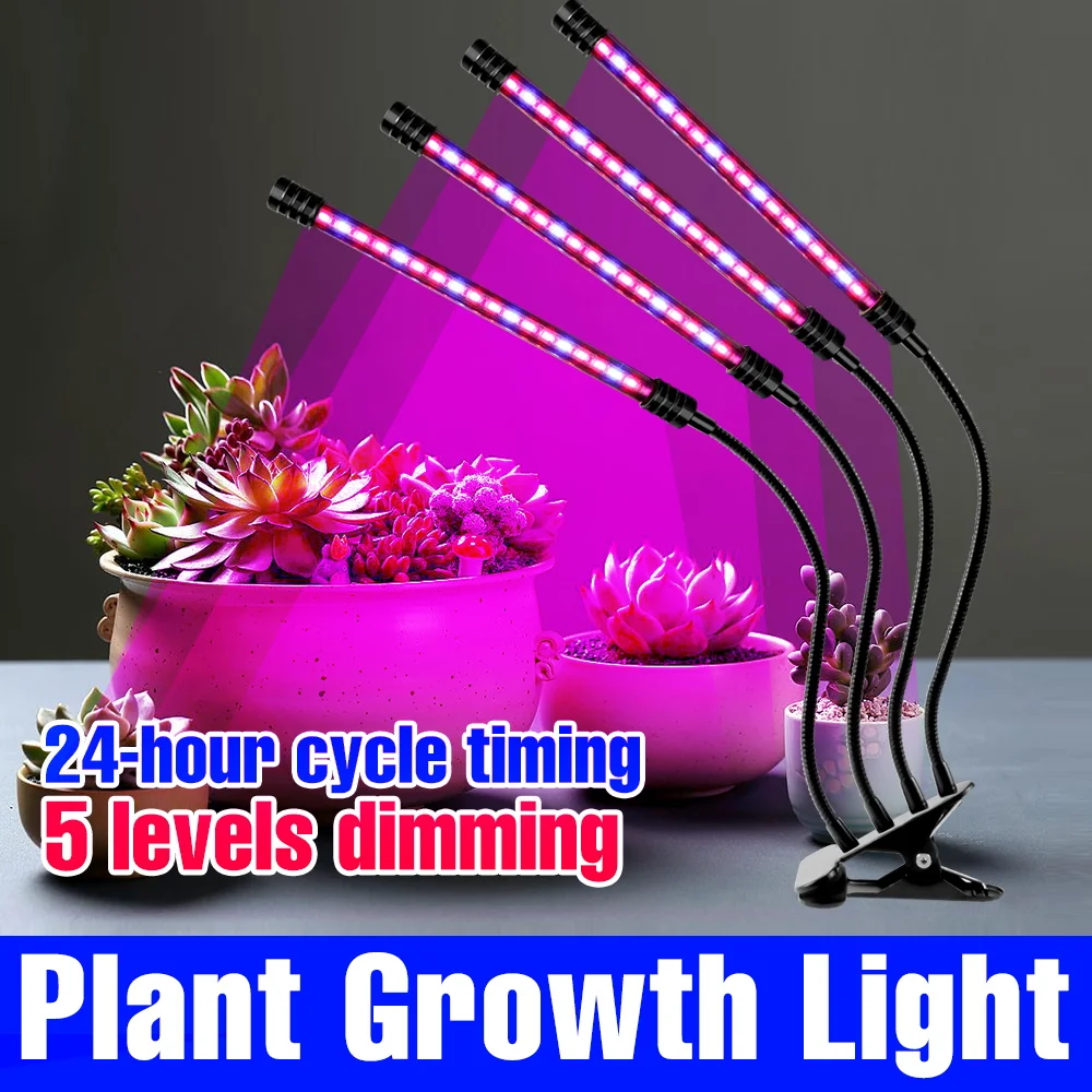 

USB LED Grow Light Full Spectrum Indoor Plant Hydroponics Lamp 5V With 24 Hour Timing Dimming Waterproof For Cactus Vegetables