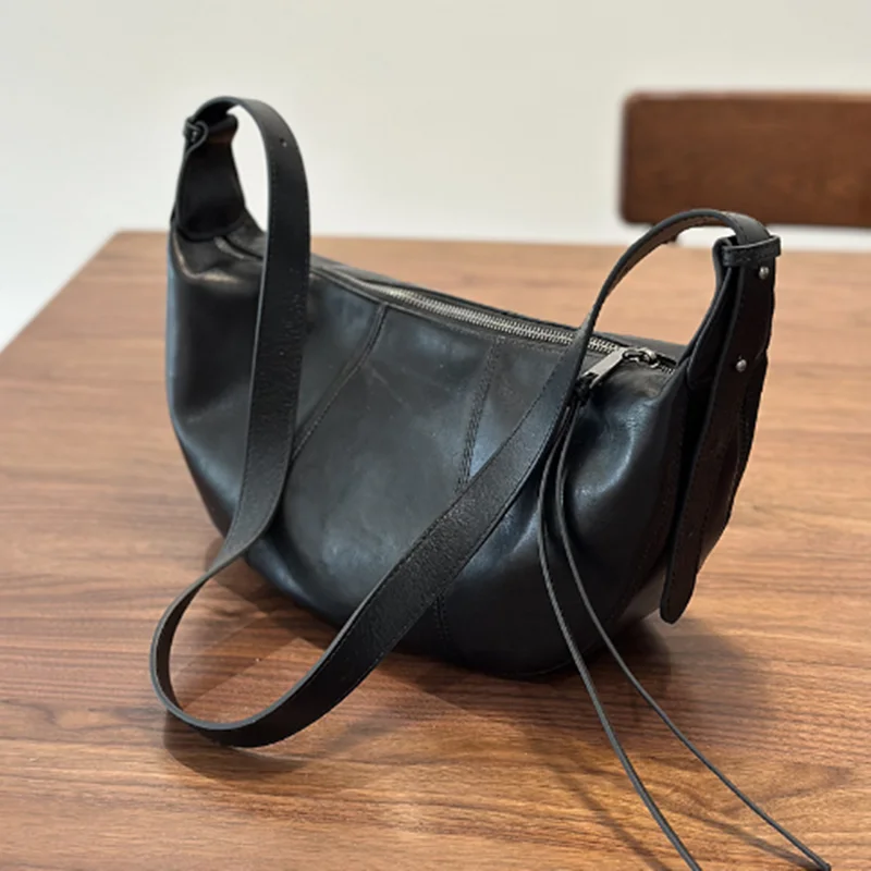 

Новая женская сумка-кроссбоди из натуральной кожи 2026 года, повседневная, на одно плечо, из коровьей кожи, с верхним слоем в форме полумесяца