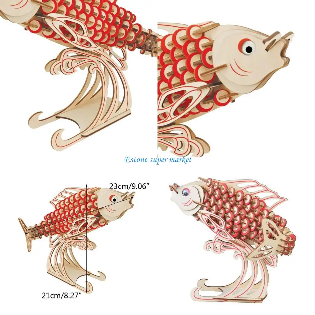 090B Vroege educatieve puzzel voor ontwikkeling hersenen kinderen 3D-puzzel DIY-model Vis