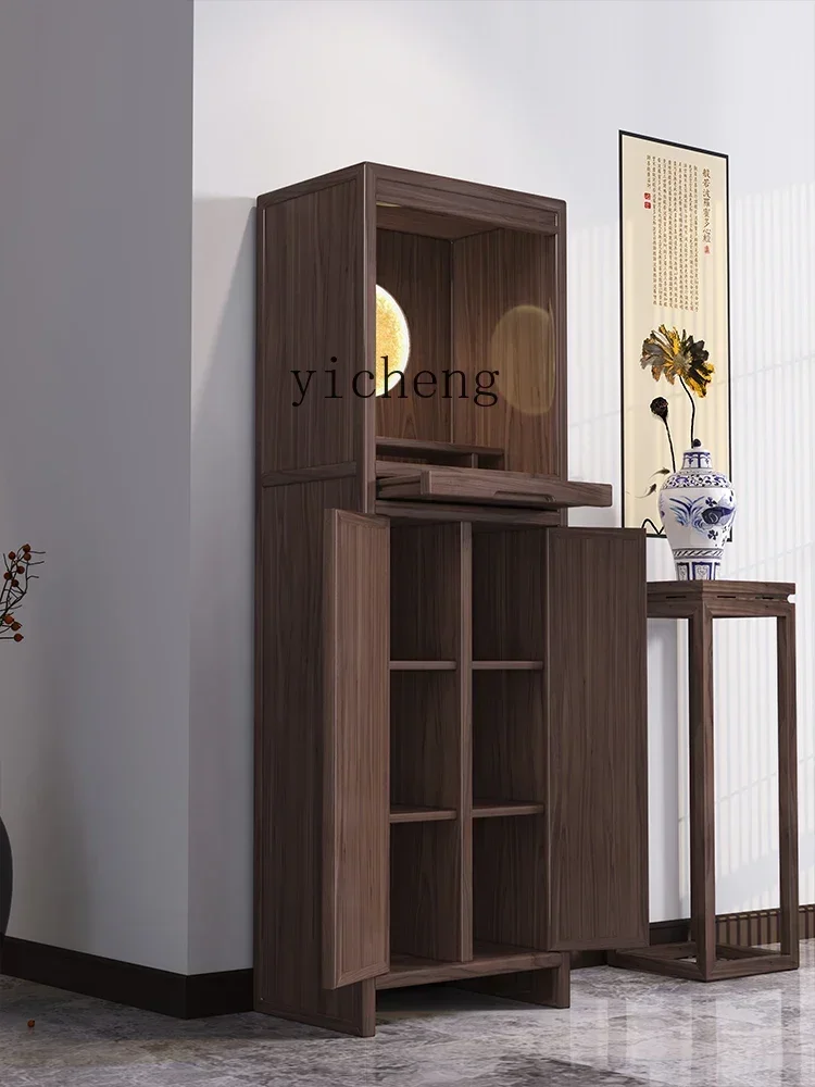 LYY  Buddha Shrine New Chinese Style Clothes Closet Avalokitesvara Buddha Shrine Household Black Walnut Shrine Altar