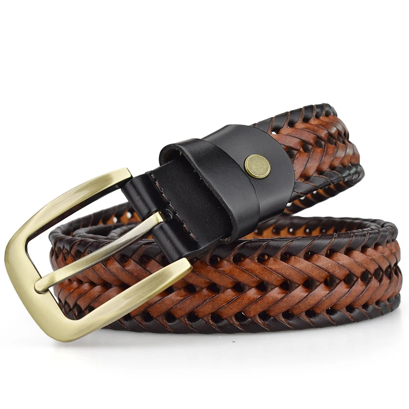 Braided Belts For Mens Woven Belts Luxury Cow Genuine Leather Straps Hand Knitted Designer Man For Jeans Girdle Male