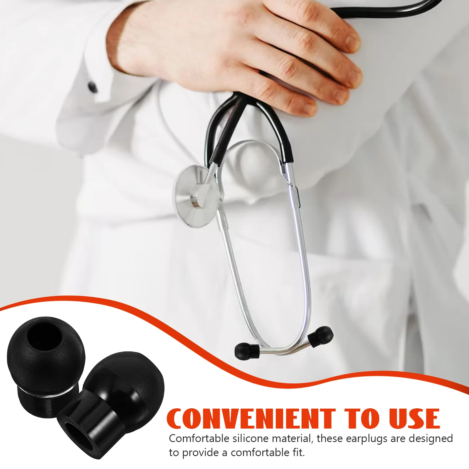 

1 Pair Silicone Replacement Earplugs For Stethoscope Covers Soft Durable Hearing Protection Medical Teaching Equipment