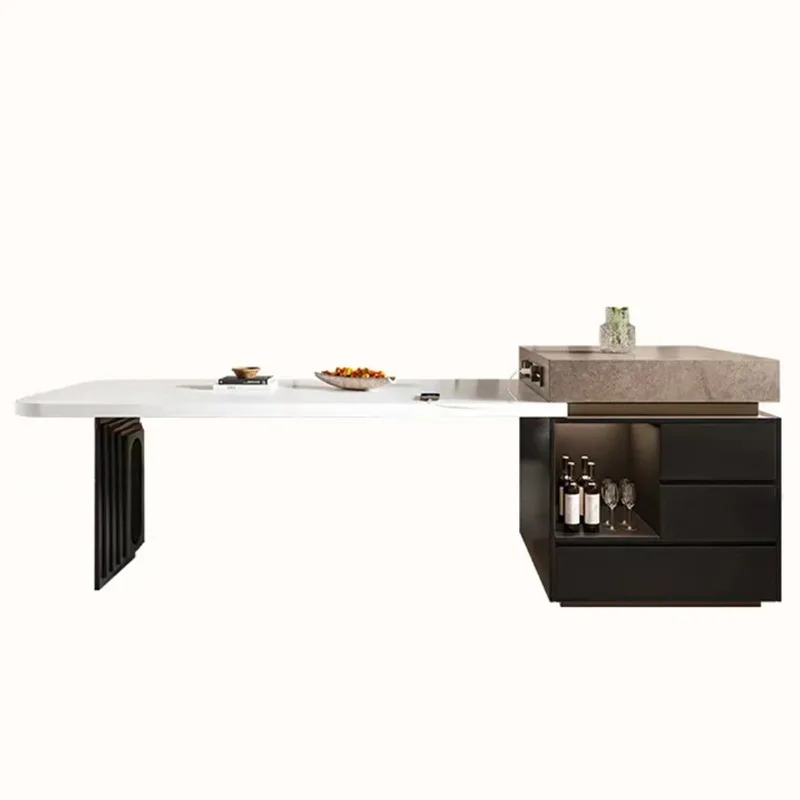

Island platform, dining table, integrated, household, rock slab, guide cabinet, small apartment