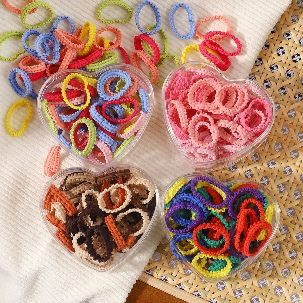 Bandas de goma pequeñas para niña, cintas para el pelo no dañinas, juego de coletas de alta elasticidad, cuerda para el pelo duradera de colores,