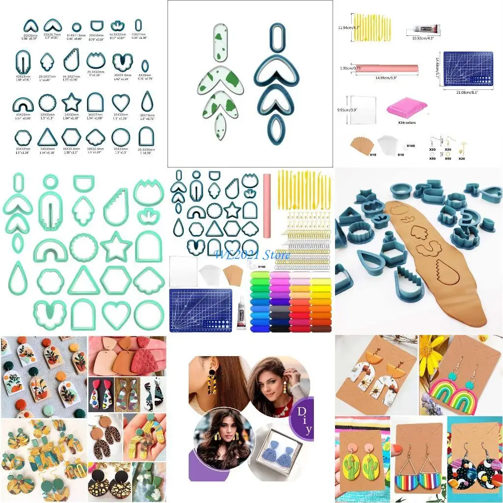 

G5GC Polymer Clay Cutter Set Plastic Clay Cutter for Jewelry Making Earring Accessory