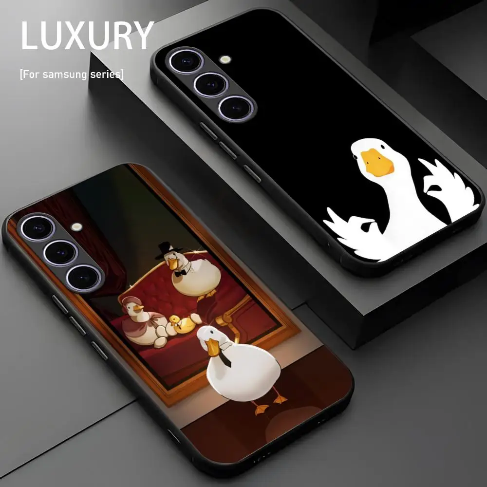 Cute D-DuckES Doub-tfulES Phone Case For Samsung Galaxy S25 S24 S23 S22 S21 S20 Plus Ultra Note20 Soft Black