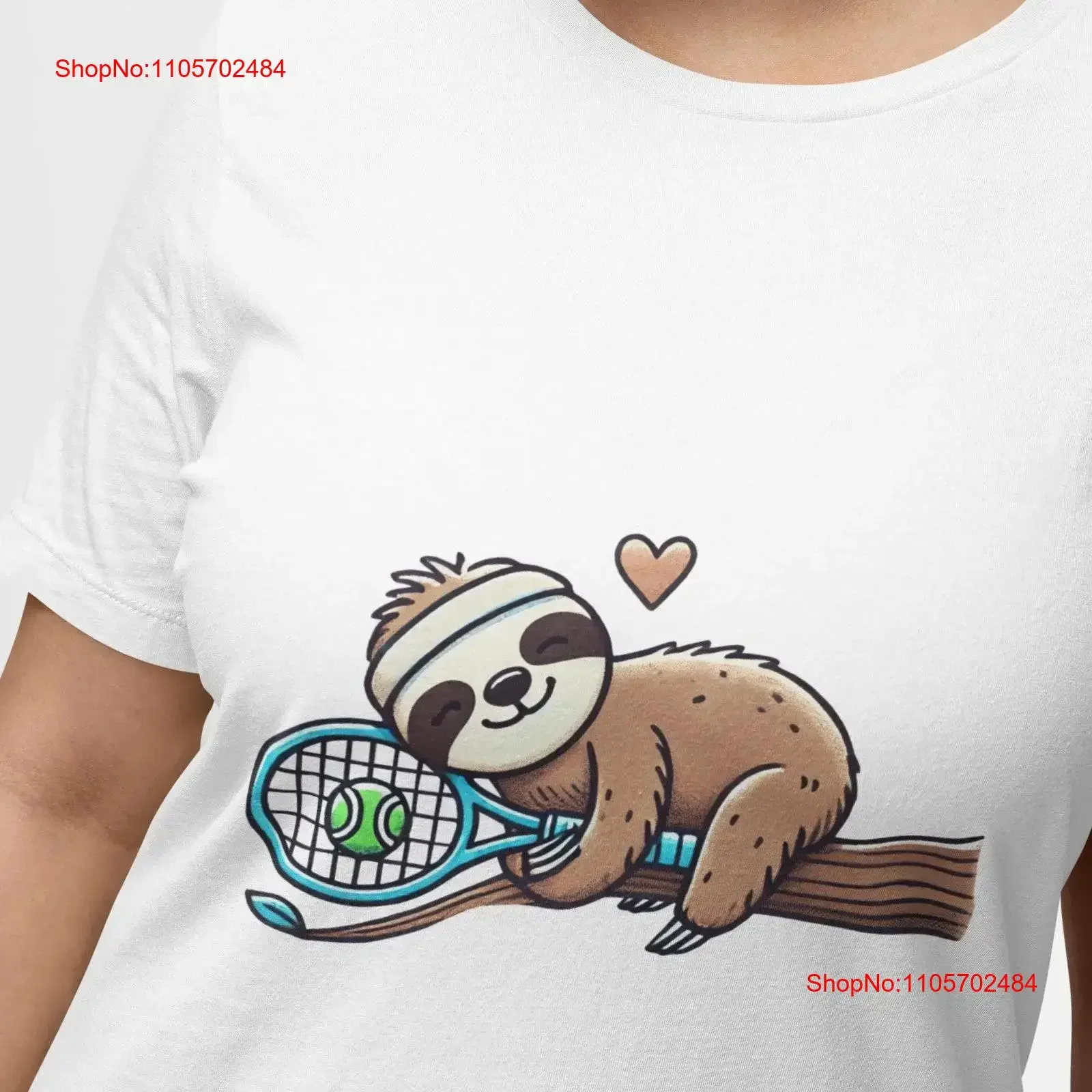 Adorable Sloth Tennis T Shirt Cute Resting on Tree with Racket Novelty Unique Sports Fan Top for Animal Lover vintage Washed