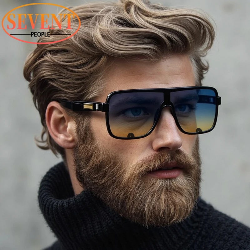 

Steampunk Oversized Polarized Square Sunglasses Men 2025 Luxury Brand Vintage Outdoor Driving Shield Sun Glasses Classic Shades